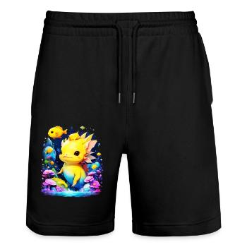 Axolotl - Short de jogging bio TRAINER Stanley/Stella unisexe - noir - Devant - Nik (191cm) & Marisol (170cm)