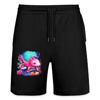 Axolotl - Stanley/Stella Unisex Bio Joggingshorts Trainer  - Schwarz - Vorne - Nik (191cm) & Marisol (170cm)