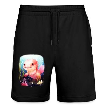 axolotl - Short de jogging bio TRAINER Stanley/Stella unisexe - noir - Devant - Nik (191cm) & Marisol (170cm)