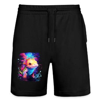 Axolotl - Stanley/Stella Trainer Unisex Organic Jogging Shorts - black - Front - Nik (191cm) & Marisol (170cm)