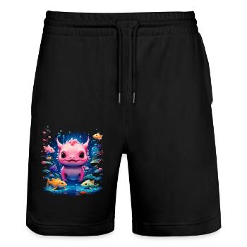 Axolotl - Short de jogging bio TRAINER Stanley/Stella unisexe - noir - Devant - Nik (191cm) & Marisol (170cm)