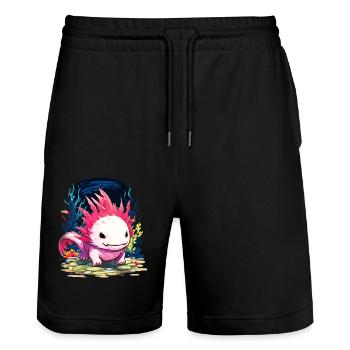 Axolotl - Stanley/Stella Trainer Unisex Organic Jogging Shorts - black - Front - Nik (191cm) & Marisol (170cm)