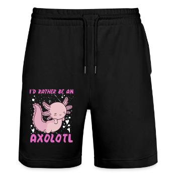 Je préfère être un axolotl - Short de jogging bio TRAINER Stanley/Stella unisexe - noir - Devant - Nik (191cm) & Marisol (170cm)