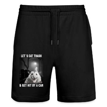 Lets eat Trash and get hit by a Car Opossum Possum - Stanley/Stella Trainer Unisex Organic Jogging Shorts - black - Front - Nik (191cm) & Marisol (170cm)