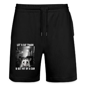 Lets eat Trash and get hit by a Car Opossum Possum - Stanley/Stella Trainer Unisex Organic Jogging Shorts - black - Front - Nik (191cm) & Marisol (170cm)