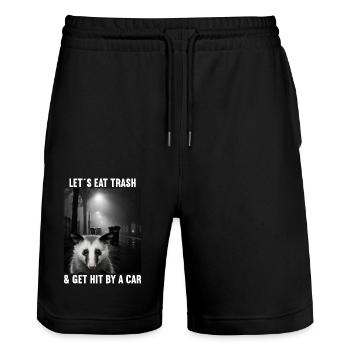 Lets eat Trash and get hit by a Car Opossum Possum - Stanley/Stella Trainer Unisex Organic Jogging Shorts - black - Front - Nik (191cm) & Marisol (170cm)