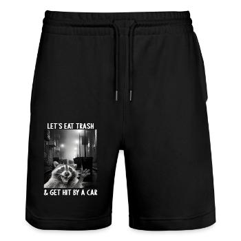 Lets eat Trash and get hit by a Car Raccoon - Stanley/Stella Trainer Unisex Organic Jogging Shorts - black - Front - Nik (191cm) & Marisol (170cm)