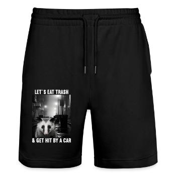 Lets eat Trash and get hit by a Car Opossum Possum - Stanley/Stella Trainer Unisex Organic Jogging Shorts - black - Front - Nik (191cm) & Marisol (170cm)