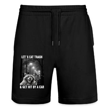Lets eat Trash and get hit by a Car Raccoon - Stanley/Stella Trainer Unisex Organic Jogging Shorts - black - Front - Nik (191cm) & Marisol (170cm)