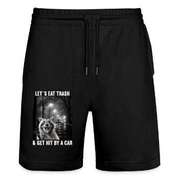 Lets eat Trash and get hit by a Car Raccoon - Stanley/Stella Trainer Unisex Organic Jogging Shorts - black - Front - Nik (191cm) & Marisol (170cm)