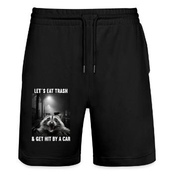 Lets eat Trash and get hit by a Car Raccoon - Stanley/Stella Trainer Unisex Organic Jogging Shorts - black - Front - Nik (191cm) & Marisol (170cm)