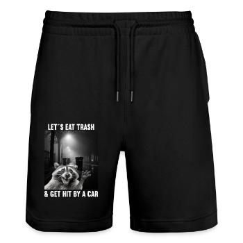 Lets eat Trash and get hit by a Car Raccoon - Stanley/Stella Trainer Unisex Organic Jogging Shorts - black - Front - Nik (191cm) & Marisol (170cm)