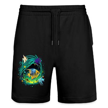 Skalar - Stanley/Stella Unisex Bio Joggingshorts Trainer  - Schwarz - Vorne - Nik (191cm) & Marisol (170cm)