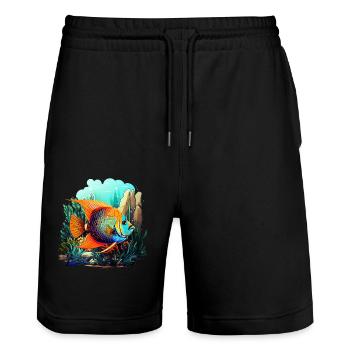 Skalar - Stanley/Stella Unisex Bio Joggingshorts Trainer  - Schwarz - Vorne - Nik (191cm) & Marisol (170cm)