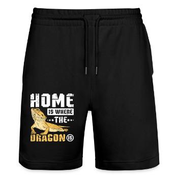 Home is where the bearded dragon is - Stanley/Stella Trainer Unisex Organic Jogging Shorts - black - Front - Nik (191cm) & Marisol (170cm)