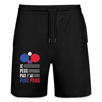 J'Peux pas j'ai Ping Pong tennis de table Pongiste - Short de jogging bio TRAINER Stanley/Stella unisexe - noir - Devant - Nik (191cm) & Marisol (170cm)