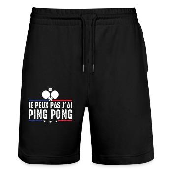 J'Peux pas j'ai Ping Pong tennis de table Pongiste - Short de jogging bio TRAINER Stanley/Stella unisexe - noir - Devant - Nik (191cm) & Marisol (170cm)