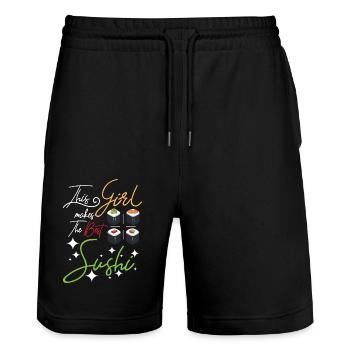 This girl makes the best sushi - Stanley/Stella Trainer Unisex Organic Jogging Shorts - black - Front - Nik (191cm) & Marisol (170cm)