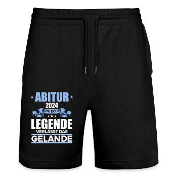 Abitur Junge Mädchen Abi Abitur 2024 - Stanley/Stella Unisex Bio Joggingshorts Trainer  - Schwarz - Vorne - Nik (191cm) & Marisol (170cm)