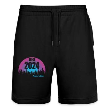 Abitur Jeunes Filles Abi Abitur 2024 - Short de jogging bio TRAINER Stanley/Stella unisexe - noir - Devant - Nik (191cm) & Marisol (170cm)
