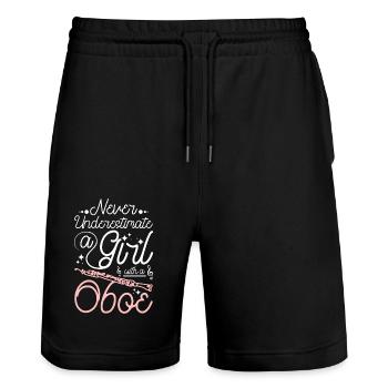Never underestimate a girl with a oboe - Stanley/Stella Unisex Bio Joggingshorts Trainer  - Schwarz - Vorne - Nik (191cm) & Marisol (170cm)