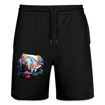 Skalar - Stanley/Stella Unisex Bio Joggingshorts Trainer  - Schwarz - Vorne - Nik (191cm) & Marisol (170cm)