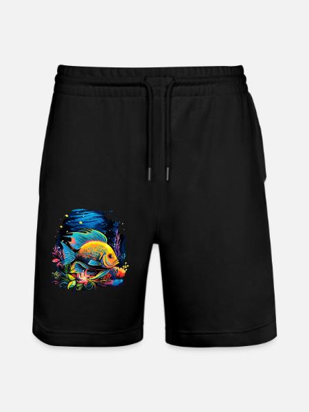 Angelfish - Stanley/Stella Trainer Unisex Organic Jogging Shorts - black