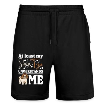 At least my Shih Tzu understands me - Stanley/Stella Trainer Unisex Organic Jogging Shorts - black - Front - Nik (191cm) & Marisol (170cm)