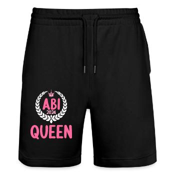 Abitur Jeunes Filles Abi Abitur 2024 - Short de jogging bio TRAINER Stanley/Stella unisexe - noir - Devant - Nik (191cm) & Marisol (170cm)