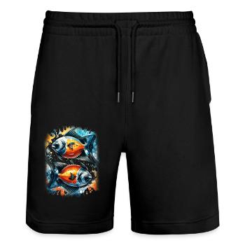 Skalar - Stanley/Stella Unisex Bio Joggingshorts Trainer  - Schwarz - Vorne - Nik (191cm) & Marisol (170cm)