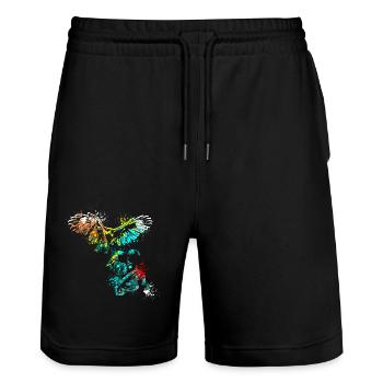 Splash art falcon hawk falconer - Stanley/Stella Trainer Unisex Organic Jogging Shorts - black - Front - Nik (191cm) & Marisol (170cm)