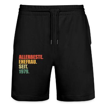 Beste Ehefrau seit 1979 45.Hochzeitstag - Stanley/Stella Unisex Bio Joggingshorts Trainer  - Schwarz - Vorne - Nik (191cm) & Marisol (170cm)
