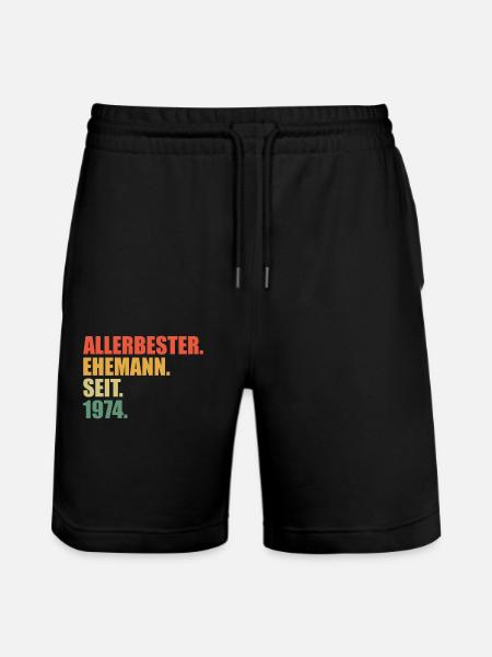 Best husband since 1974 50th wedding anniversary - Stanley/Stella Trainer Unisex Organic Jogging Shorts - black