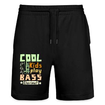 For children Cool Kids play bass clarinet - Stanley/Stella Unisex Bio Joggingshorts Trainer  - Schwarz - Vorne - Nik (191cm) & Marisol (170cm)