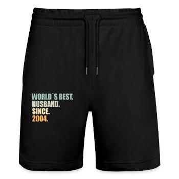 Best husband since 2004 20th wedding anniversary - Stanley/Stella Trainer Unisex Organic Jogging Shorts - black - Front - Nik (191cm) & Marisol (170cm)