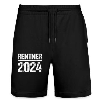 Retirement Pension Pensioner Pensioner Pension 2024 - Stanley/Stella Trainer Unisex Organic Jogging Shorts - black - Front - Nik (191cm) & Marisol (170cm)