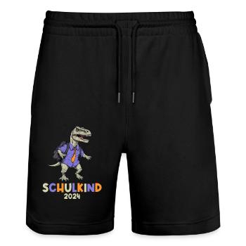 Inscription à l’école Dinosaure Dino TRex Écolier 2024 - Short de jogging bio TRAINER Stanley/Stella unisexe - noir - Devant - Nik (191cm) & Marisol (170cm)