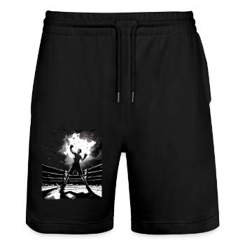 Boxing - Stanley/Stella Trainer Unisex Organic Jogging Shorts - black - Front - Nik (191cm) & Marisol (170cm)