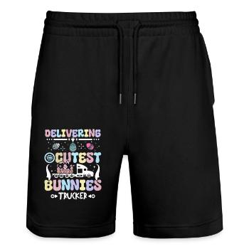 Livrer les lapins les plus mignons Camionneur de Pâques - Short de jogging bio TRAINER Stanley/Stella unisexe - noir - Devant - Nik (191cm) & Marisol (170cm)