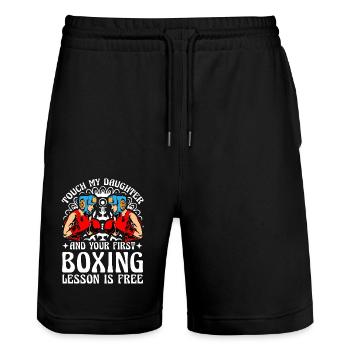 Touch my Daughter et votre première leçon de boxe - Short de jogging bio TRAINER Stanley/Stella unisexe - noir - Devant - Nik (191cm) & Marisol (170cm)