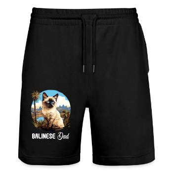 Chat balinais Balinesenkatze - Short de jogging bio TRAINER Stanley/Stella unisexe - noir - Devant - Nik (191cm) & Marisol (170cm)