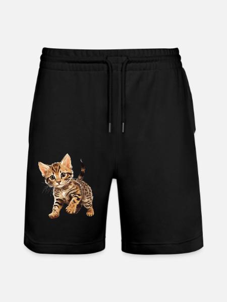 Bengal Cat Bengalkatze - Stanley/Stella Unisex Bio Joggingshorts Trainer - Schwarz
