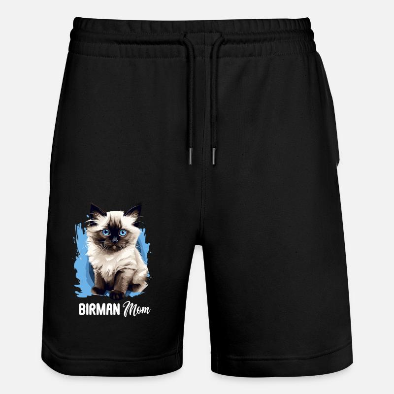 Birman Cat Birma Katze - Stanley/Stella Unisex Bio Joggingshorts Trainer  - Schwarz
