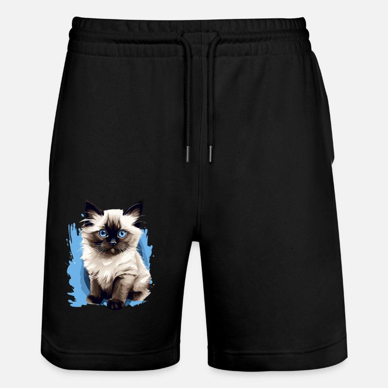 Chat de Birmanie Birma Katze - Short de jogging bio TRAINER Stanley/Stella unisexe - noir