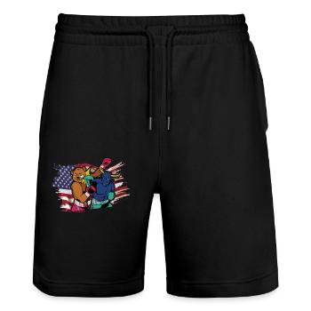 Boxe États-Unis - Short de jogging bio TRAINER Stanley/Stella unisexe - noir - Devant - Nik (191cm) & Marisol (170cm)