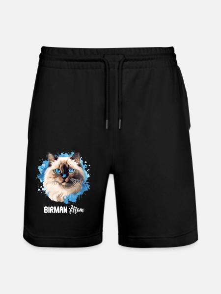 Birman Cat Birma Katze - Stanley/Stella Unisex Bio Joggingshorts Trainer  - Schwarz