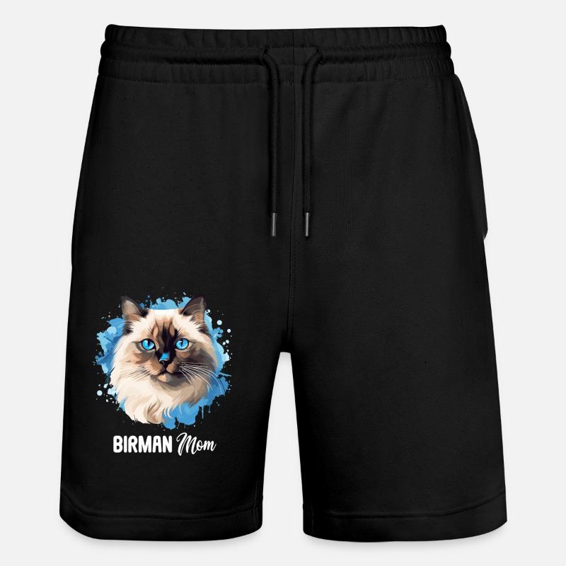 Birman Cat Birma Katze - Stanley/Stella Trainer Unisex Organic Jogging Shorts - black