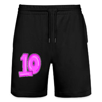 10 rosa - Stanley/Stella Unisex Bio Joggingshorts Trainer  - Schwarz - Vorne - Nik (191cm) & Marisol (170cm)