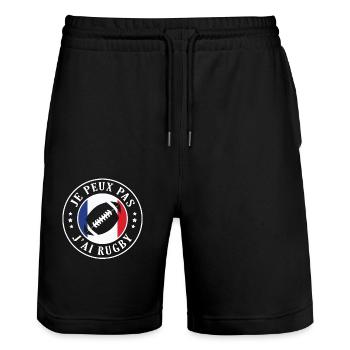 J'Peux Pas J'ai Rugby Joueur de Rugby france Drôle - Short de jogging bio TRAINER Stanley/Stella unisexe - noir - Devant - Nik (191cm) & Marisol (170cm)