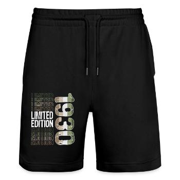 Limited Edition Since 1930 Birthday Vintage 1930's - Stanley/Stella Trainer Unisex Organic Jogging Shorts - black - Front - Nik (191cm) & Marisol (170cm)